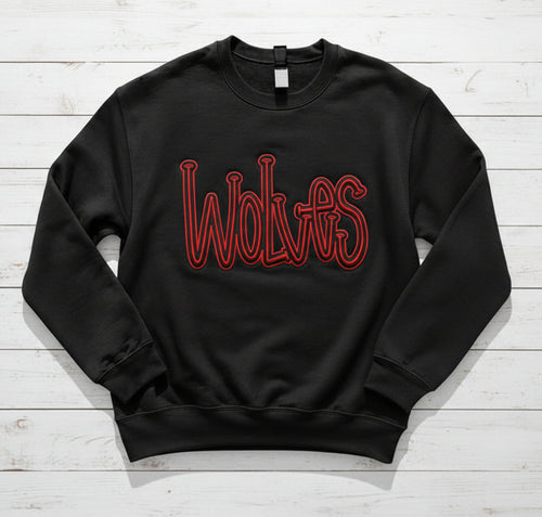 3D puff sweatshirt featuring a raised red 'Mascot' script on the chest on a white background.
