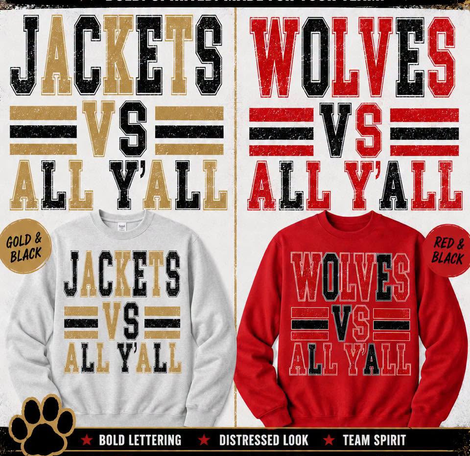 Your School name vs ALL YALL on color shirt of your choice to match school colors
